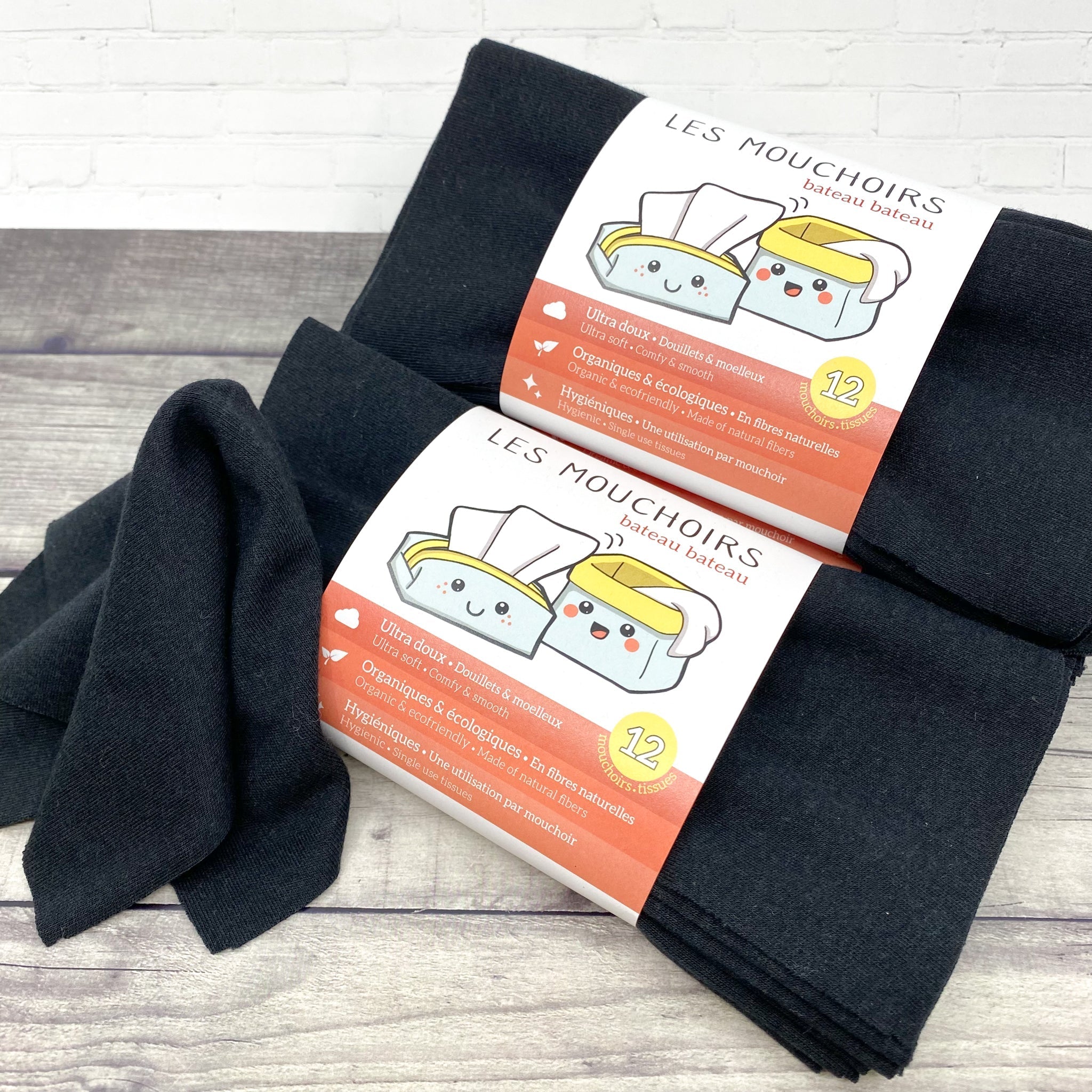 12 mouchoirs NOIRS