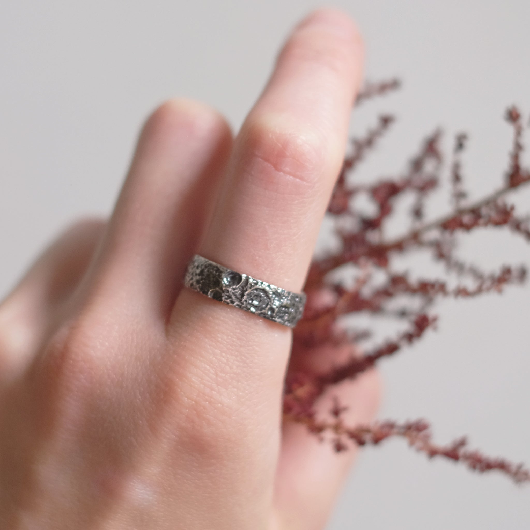 Bague Cratère de Lune – Argent Sterling