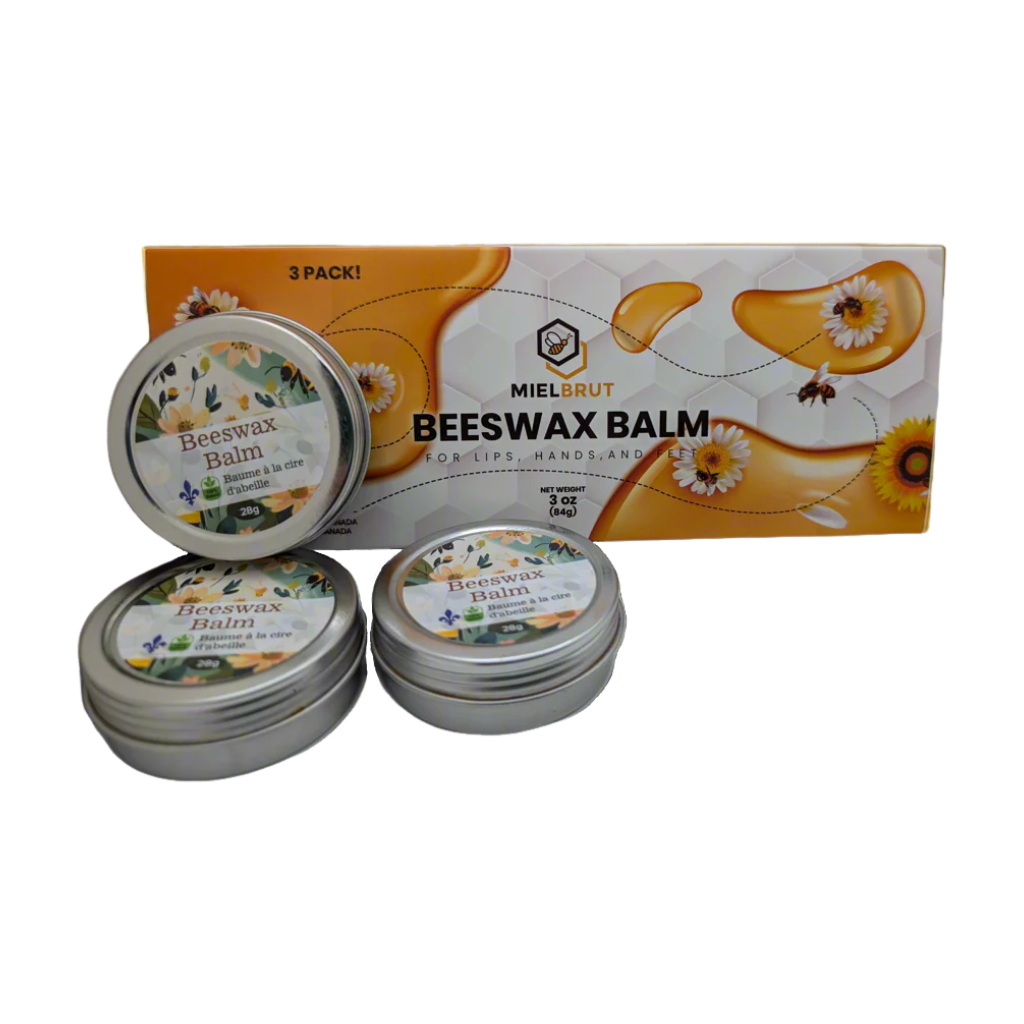 Lot de 3 baumes à la cire d'abeille pour vos lèvres et votre peau