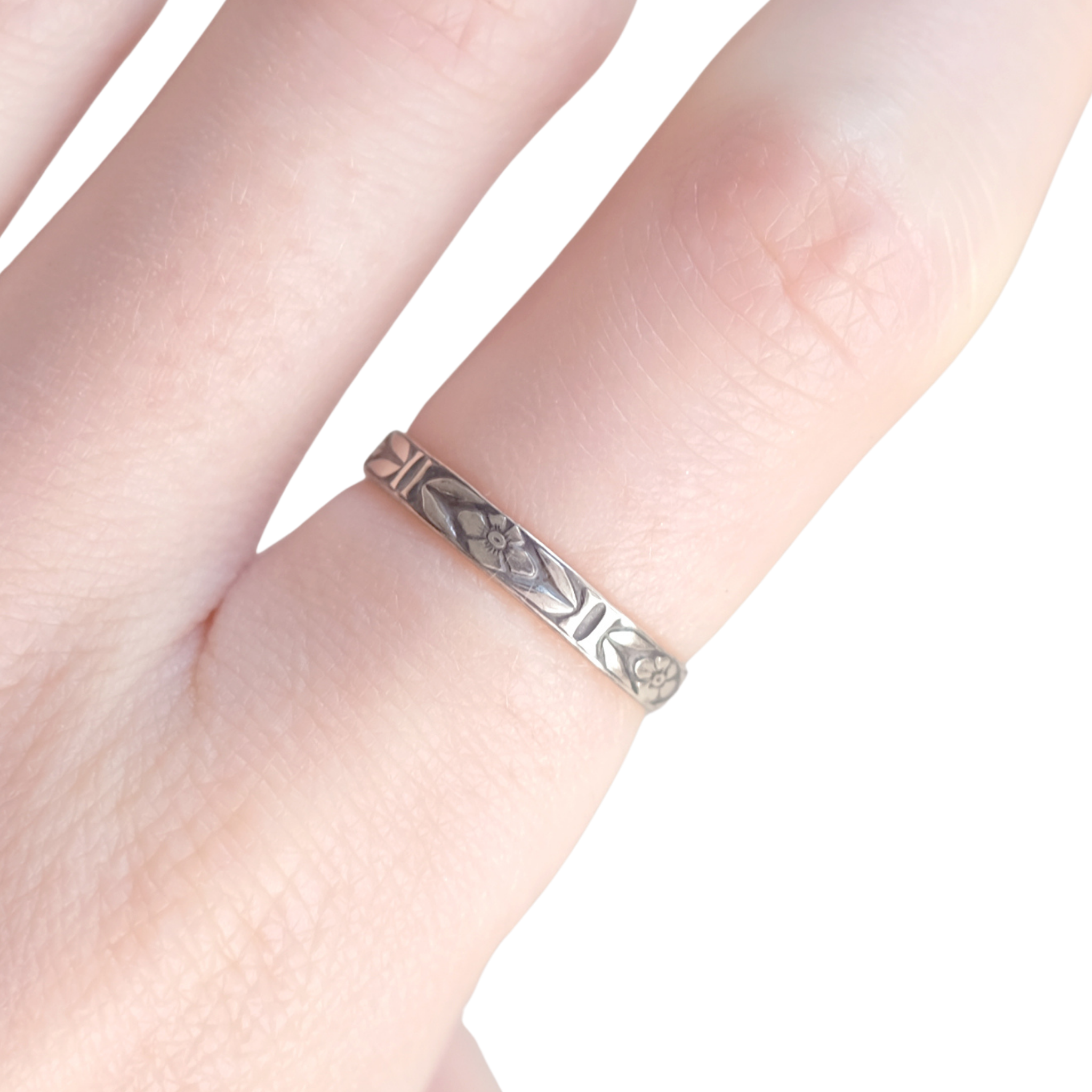 Bague en argent sterling à motif floral