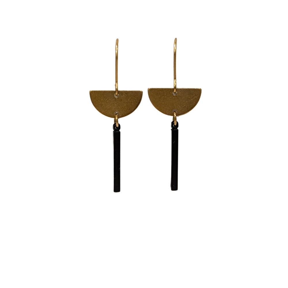 Boucles d'oreilles Noir & Or | Style élégant | Demi-lune