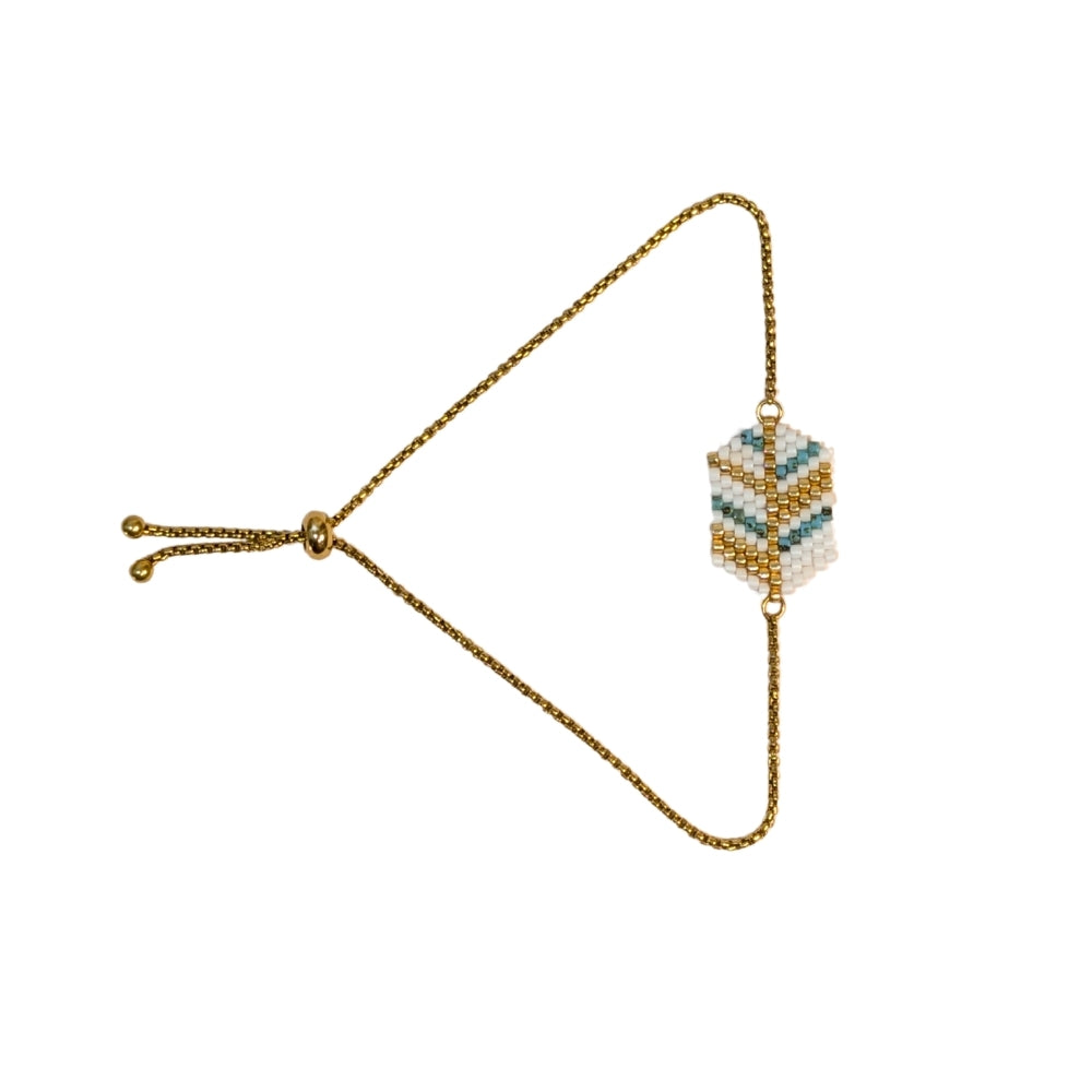 Bracelet fin ajustable | Perles Miyuki & chaîne en acier inox | Inspiration ethnique