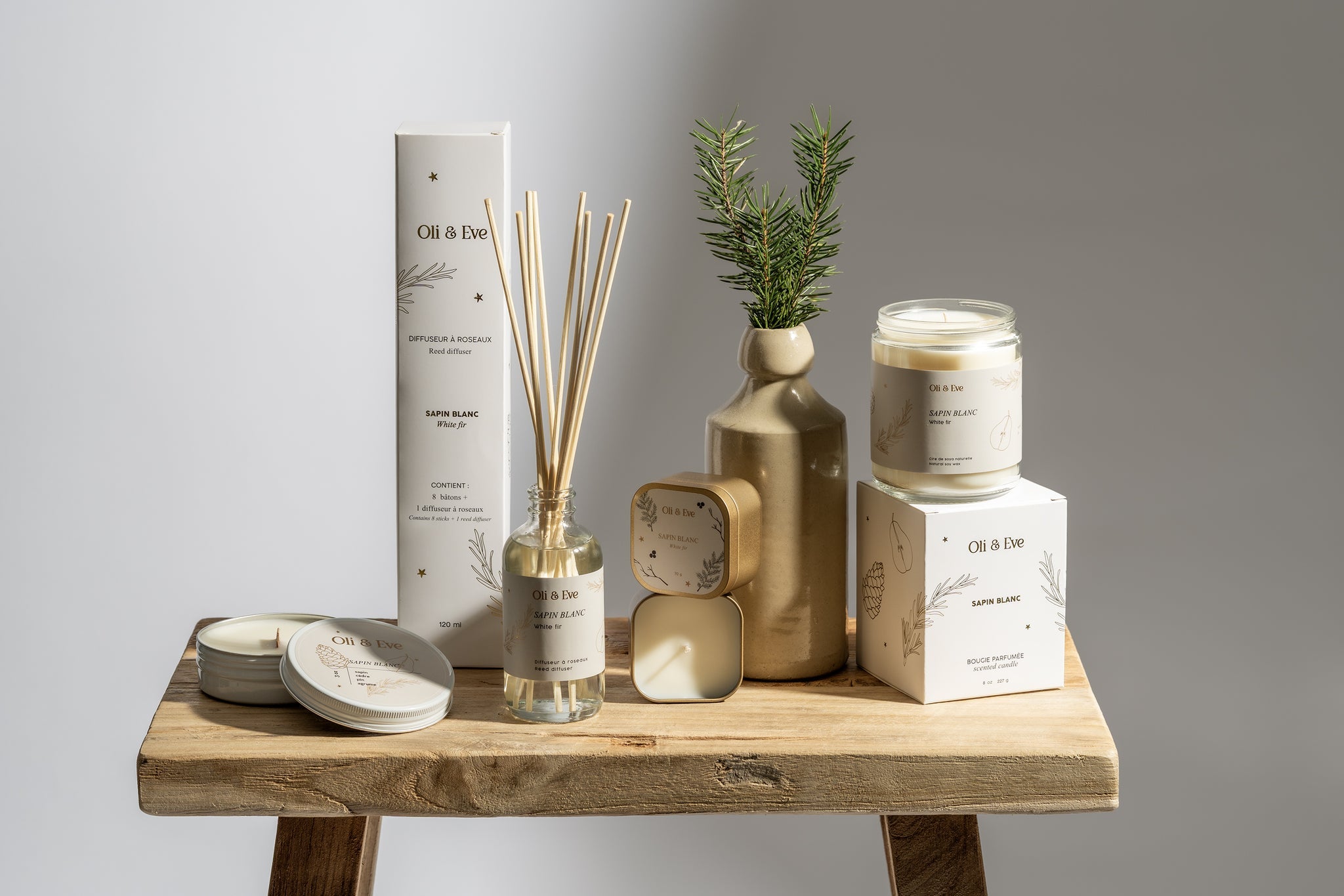 Chandelle Sapin Blanc en verre - Oli & Eve
