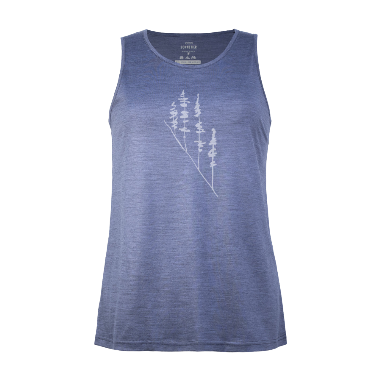 Camisole Mérinos Femme Bleu Gris Chiné Ultra Léger - Pins Inclinés