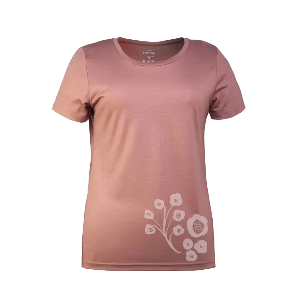 T-Shirt Mérinos Femme Saumon Ultra Léger - Coquelicot