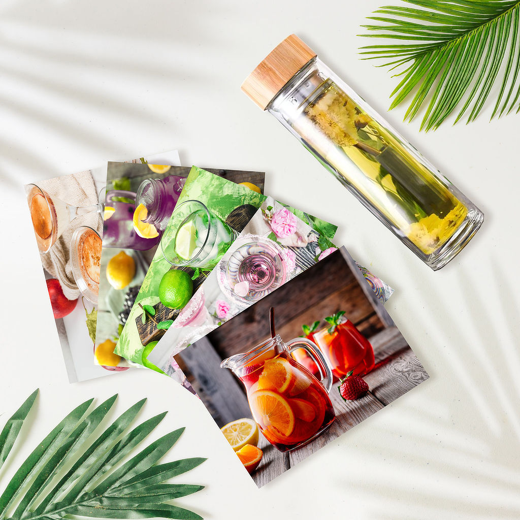 Tea bottle & cocktail recipe set