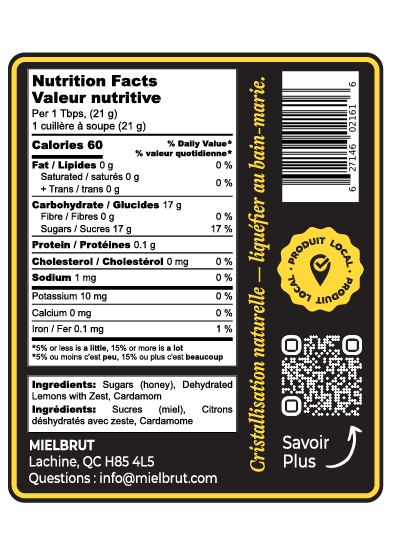 Miel au citron et à la cardamome