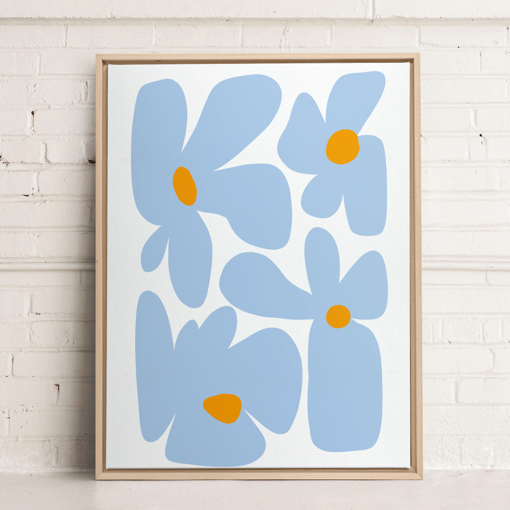 Fleurs larges - Bleu