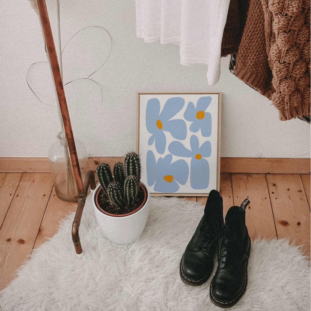 Fleurs larges - Bleu