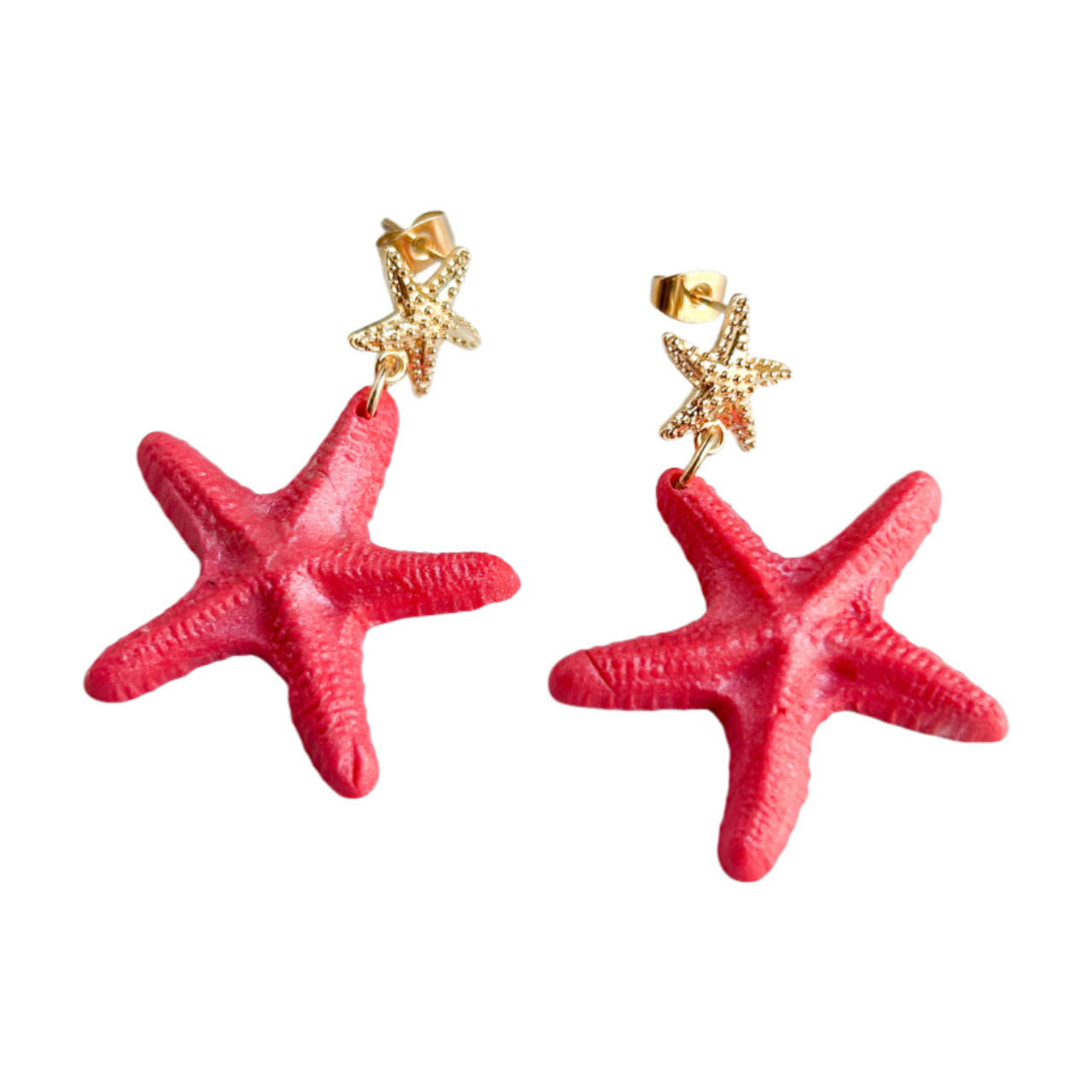 Pink Coral Starfish Earrings