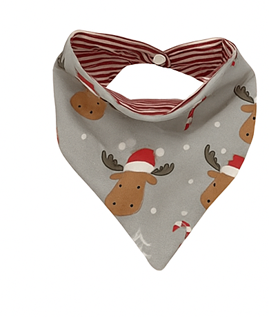 Bandana à motifs de rennes festifs et réversible rayé rouge