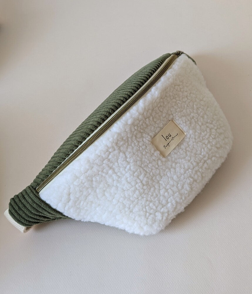 Sac banane | Sherpa & Velours | Vert kaki