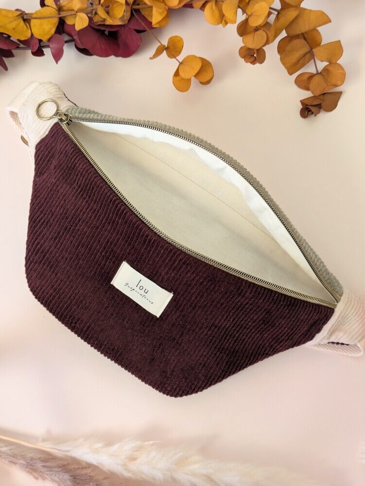 Sac banane Tricolore | Corduroy/velours | Pourpre