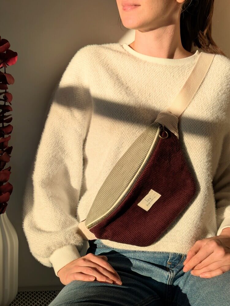 Sac banane Tricolore | Corduroy/velours | Pourpre