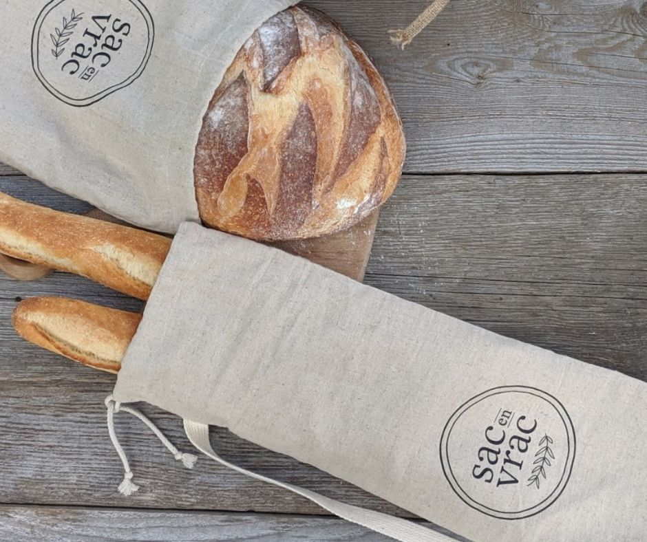 Ö Naturel baguette bread bag lined with food grade Pul