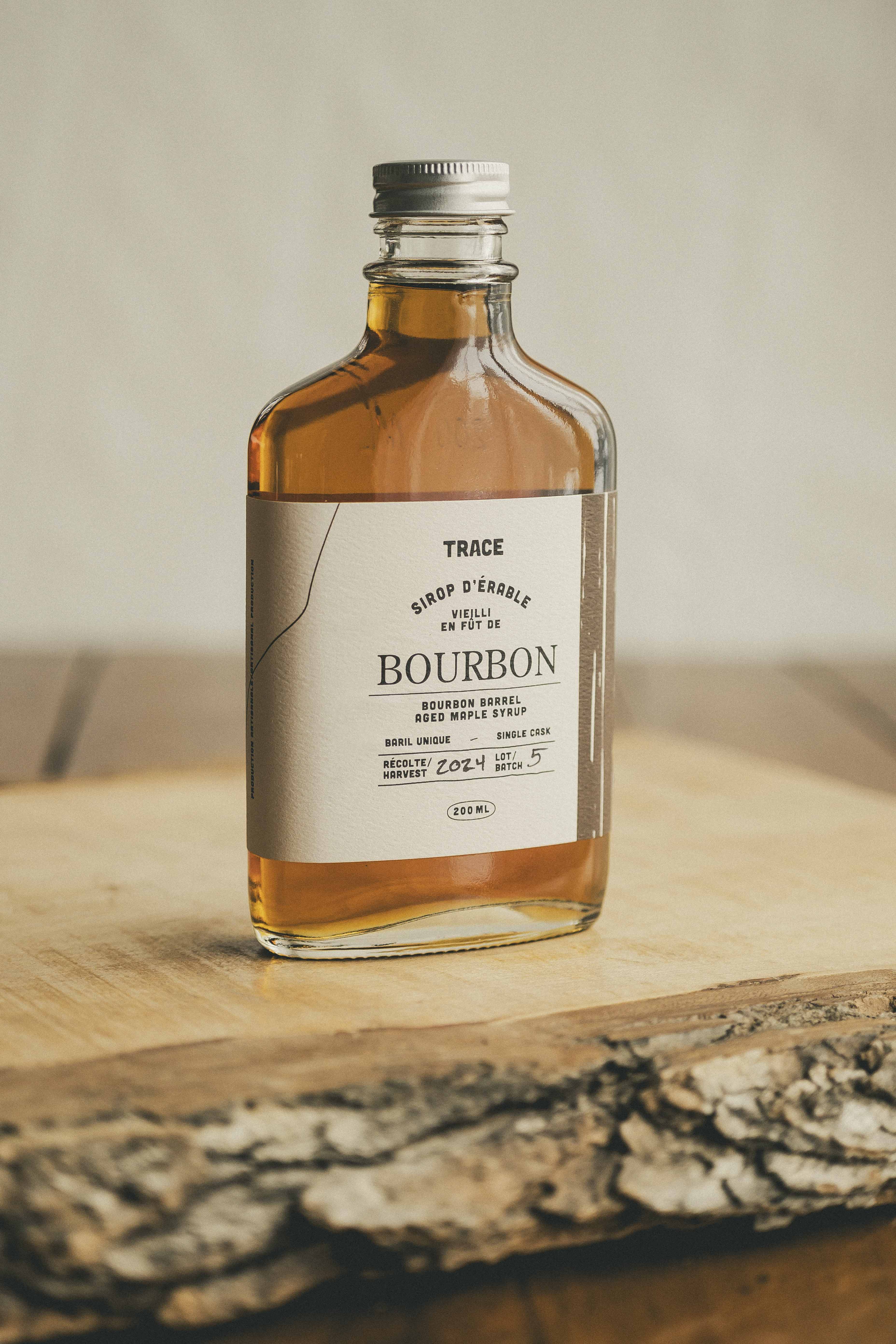 Maple syrup aged in bourbon barrels