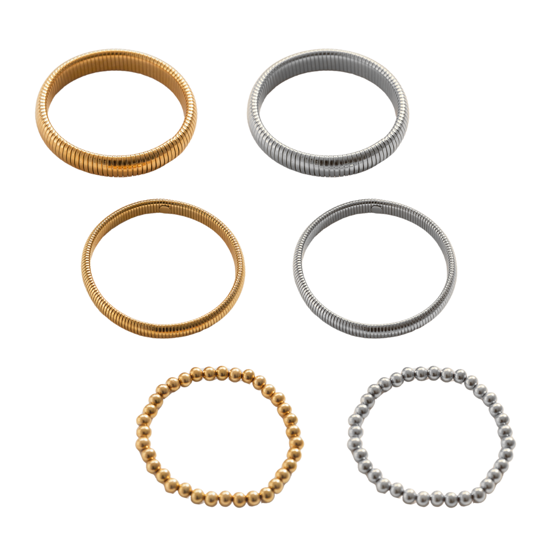 Trio bracelet Ribbed Beaded