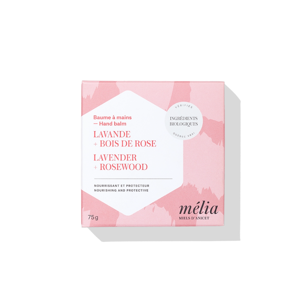 Baume à mains à la cire d'abeille - Lavande + Bois de Rose
