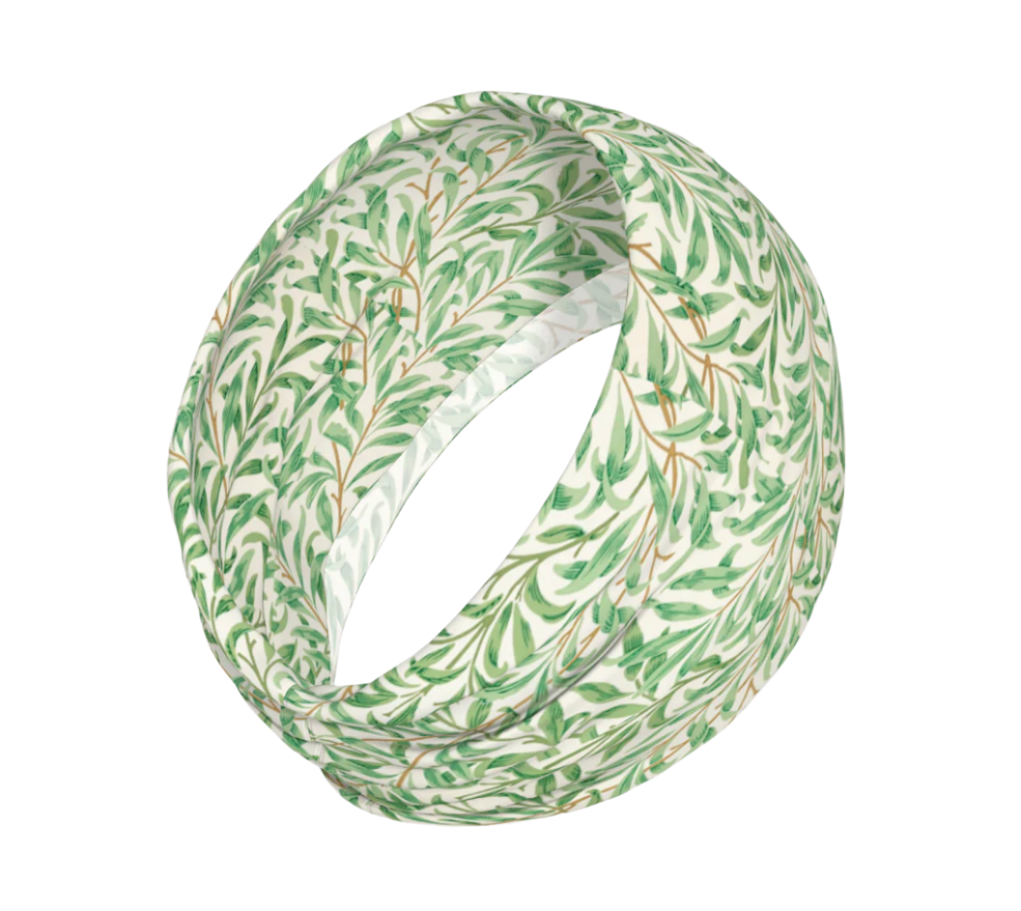 Bandeau ou foulard à fleurs vert botanique
