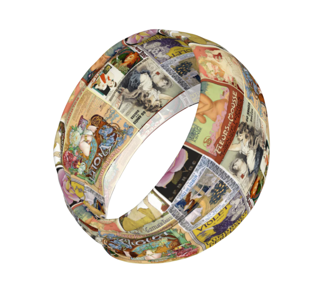 Bandeau ou foulard en collage d'art vintage parfumé