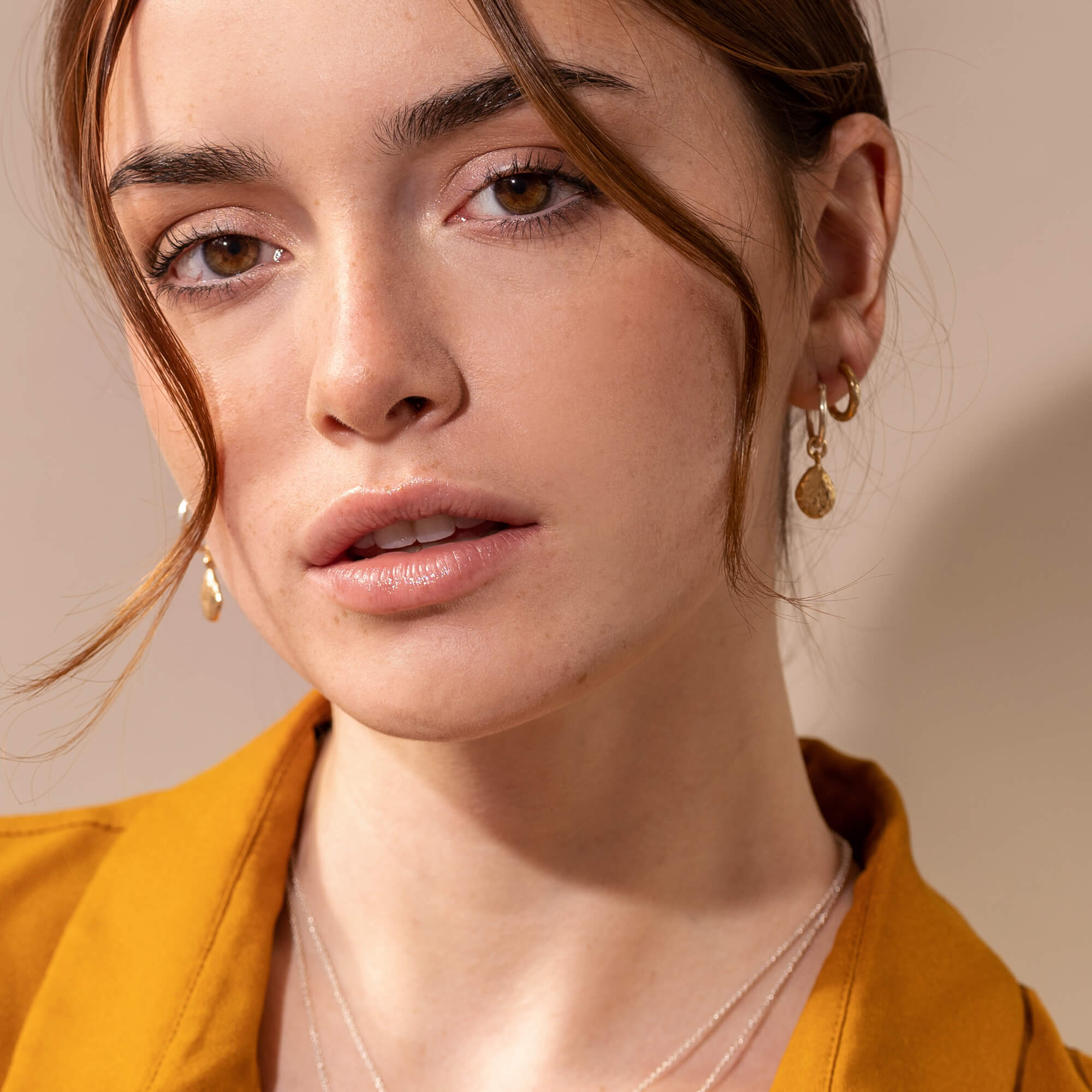 Thérèse - Anneaux en argent sterling boucles d’oreilles avec breloque amovible