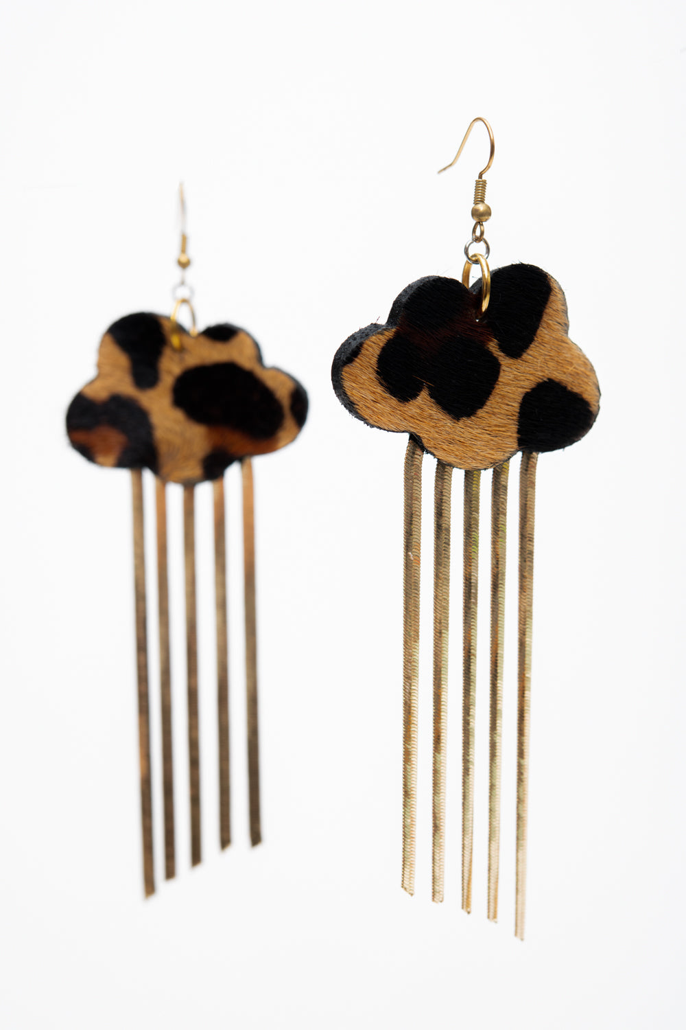Boucles d'oreilles en cuir et laiton modèle NUAGE