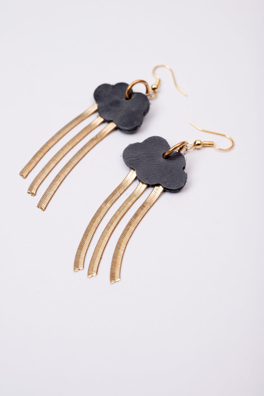 Boucles d'oreilles en cuir et laiton modèle NUAGE