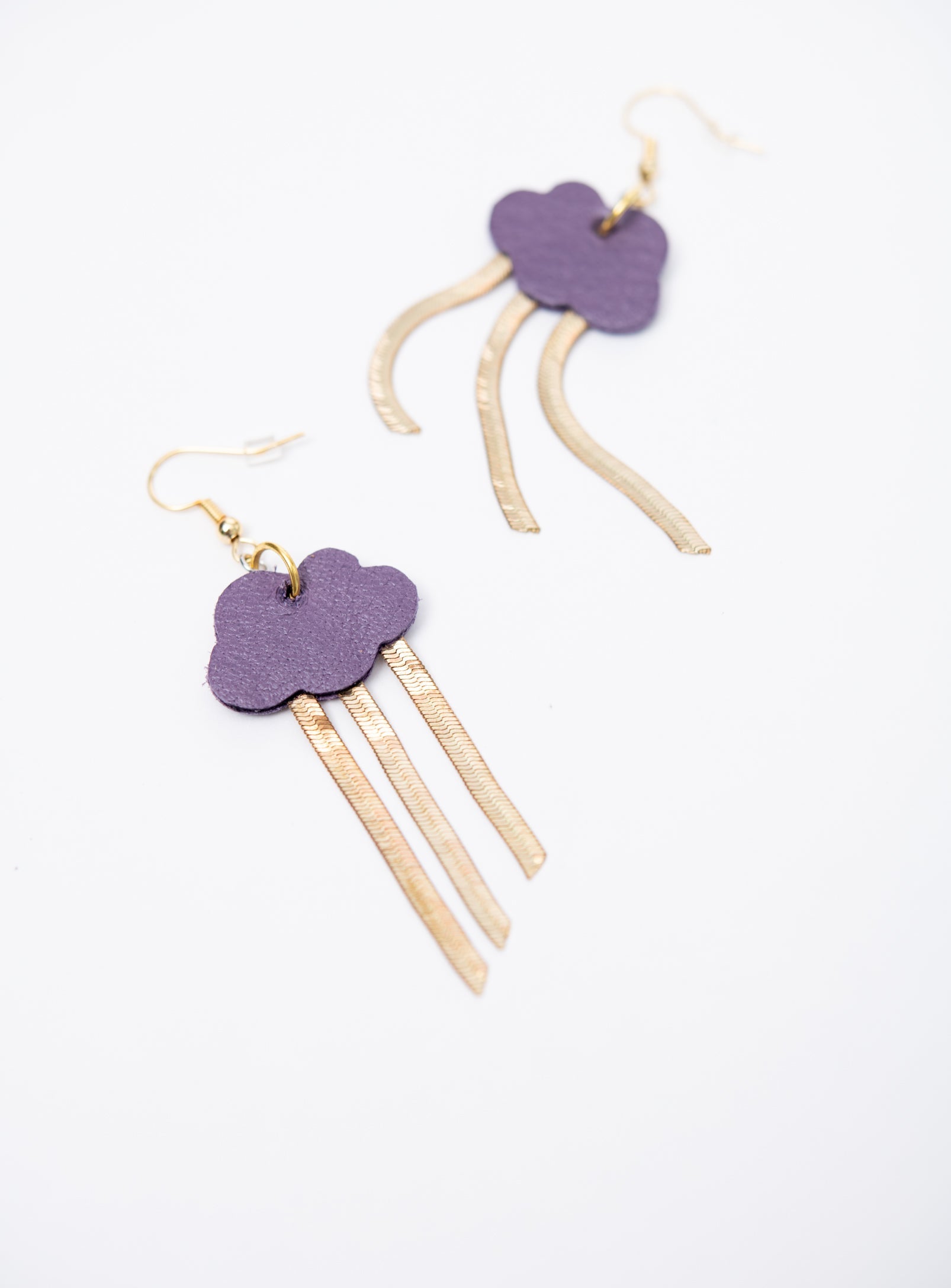Boucles d'oreilles en cuir et laiton modèle NUAGE