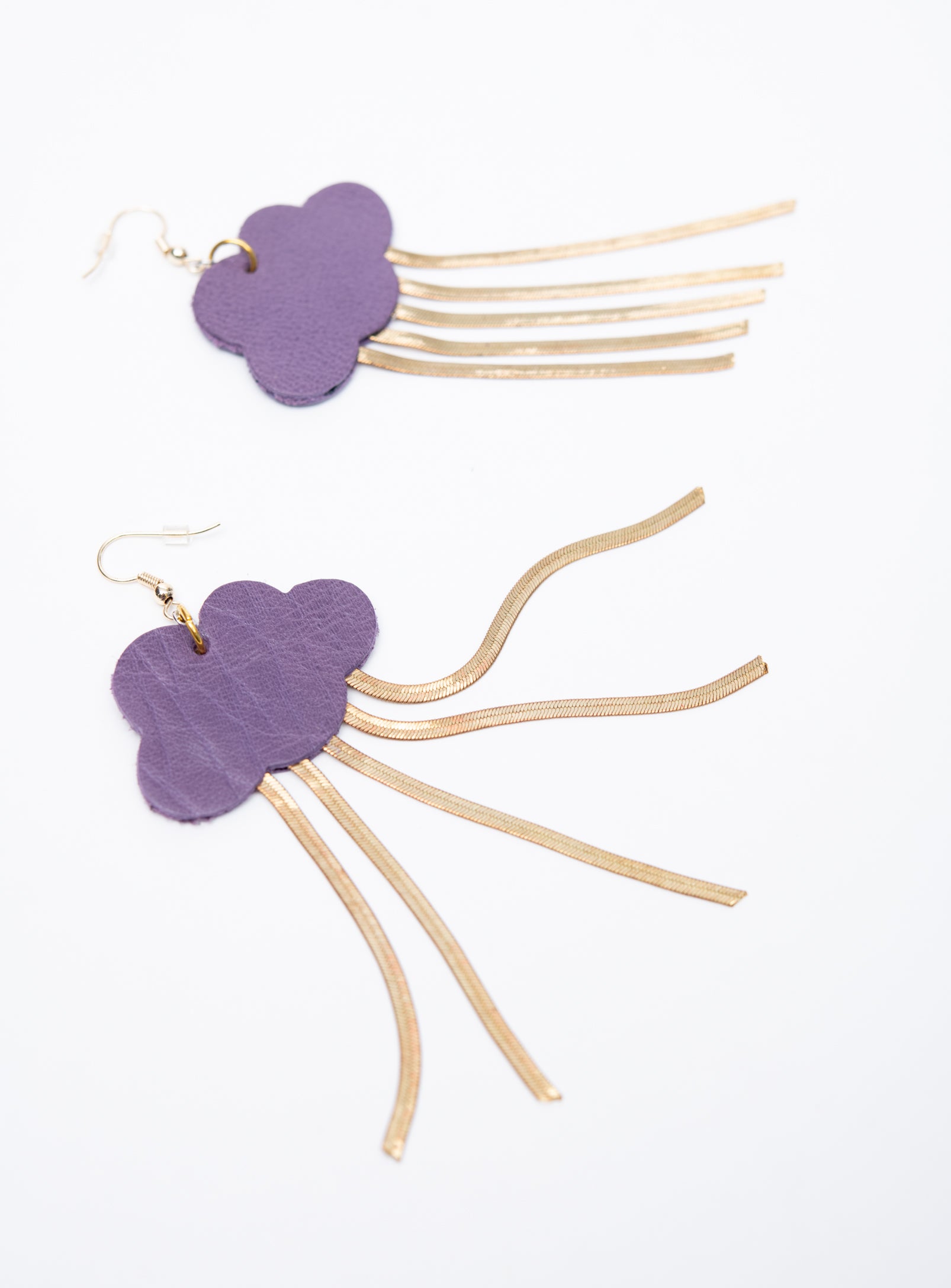 Boucles d'oreilles en cuir et laiton modèle NUAGE