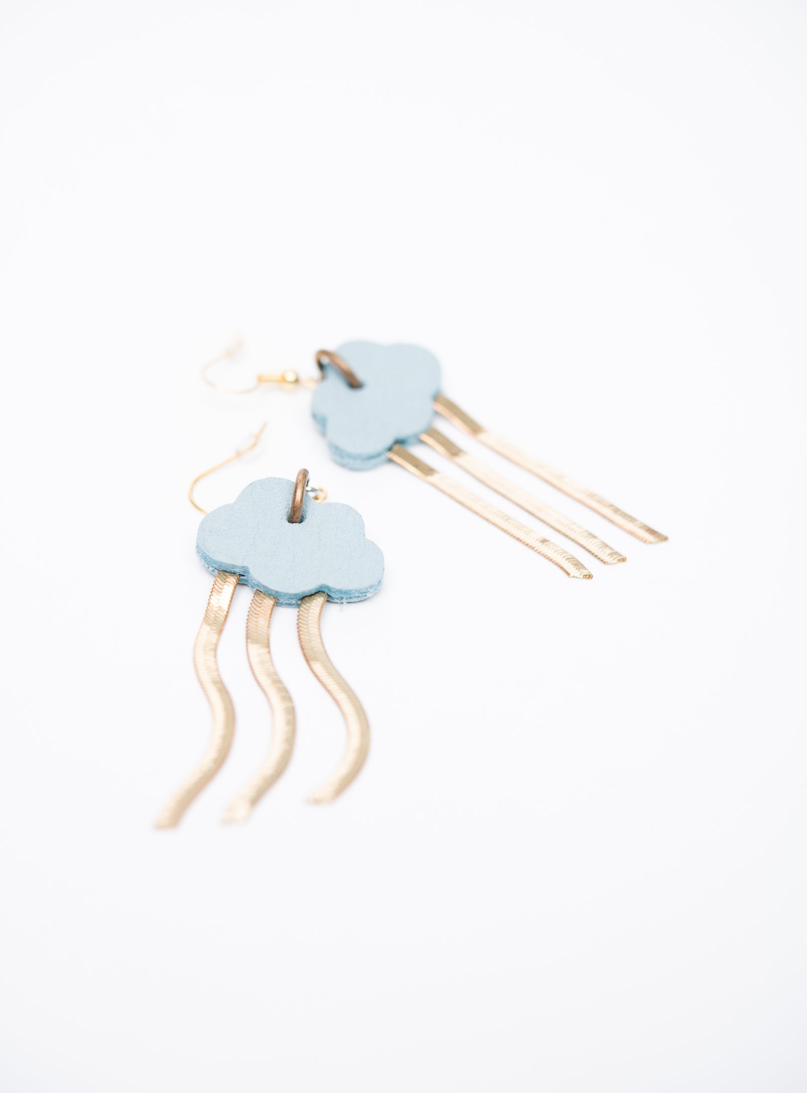 Boucles d'oreilles en cuir et laiton modèle NUAGE