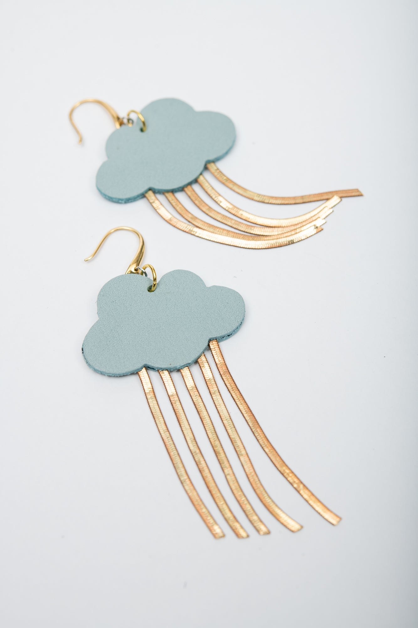 Boucles d'oreilles en cuir et laiton modèle NUAGE