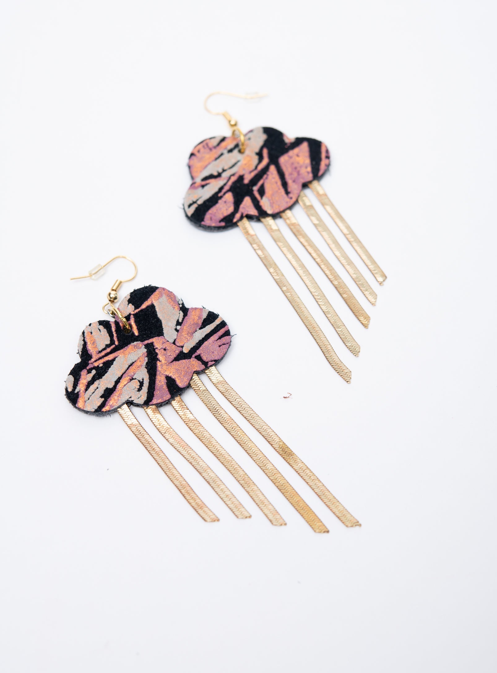 Boucles d'oreilles en cuir et laiton modèle NUAGE