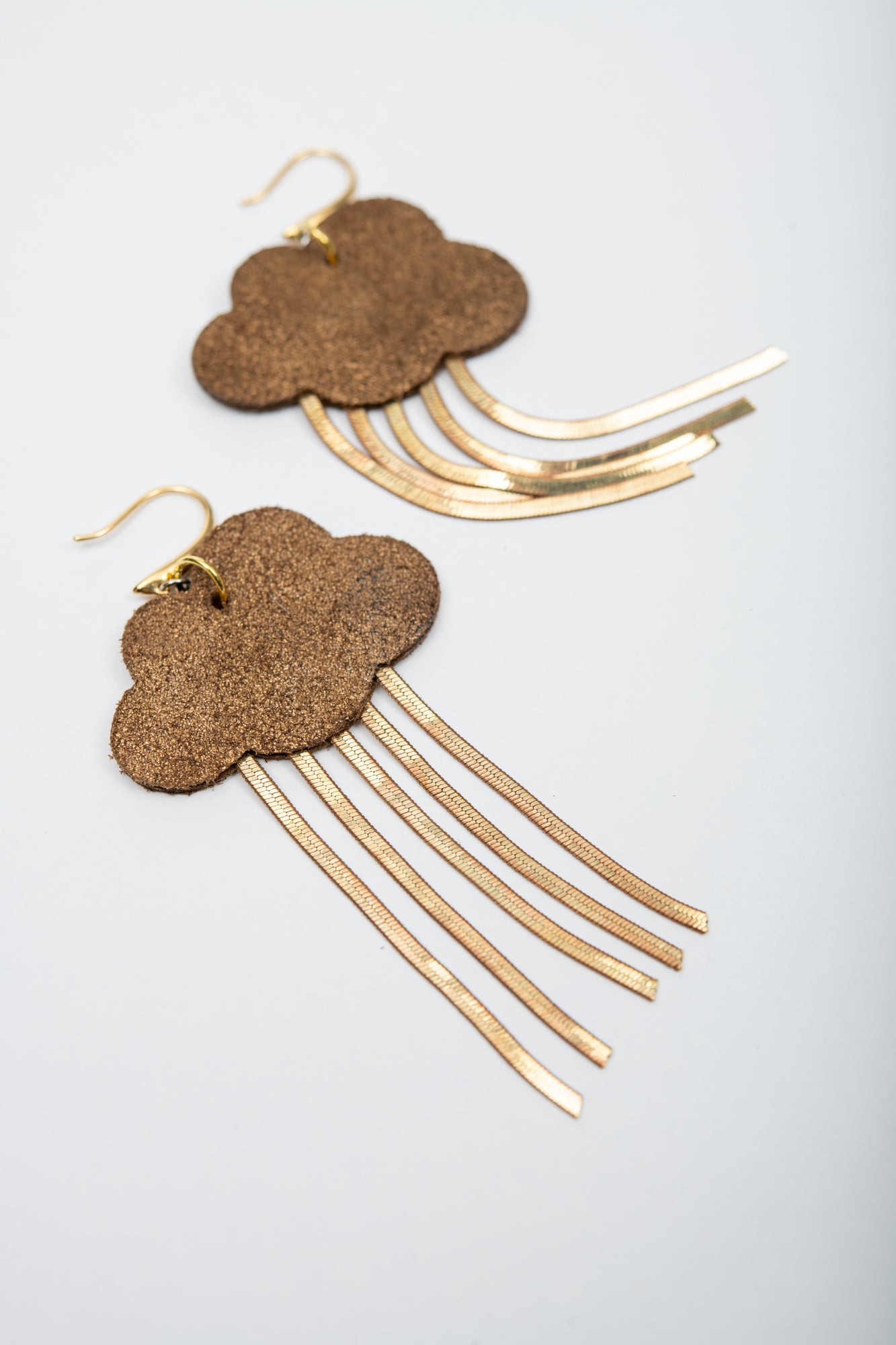 Boucles d'oreilles en cuir et laiton modèle NUAGE