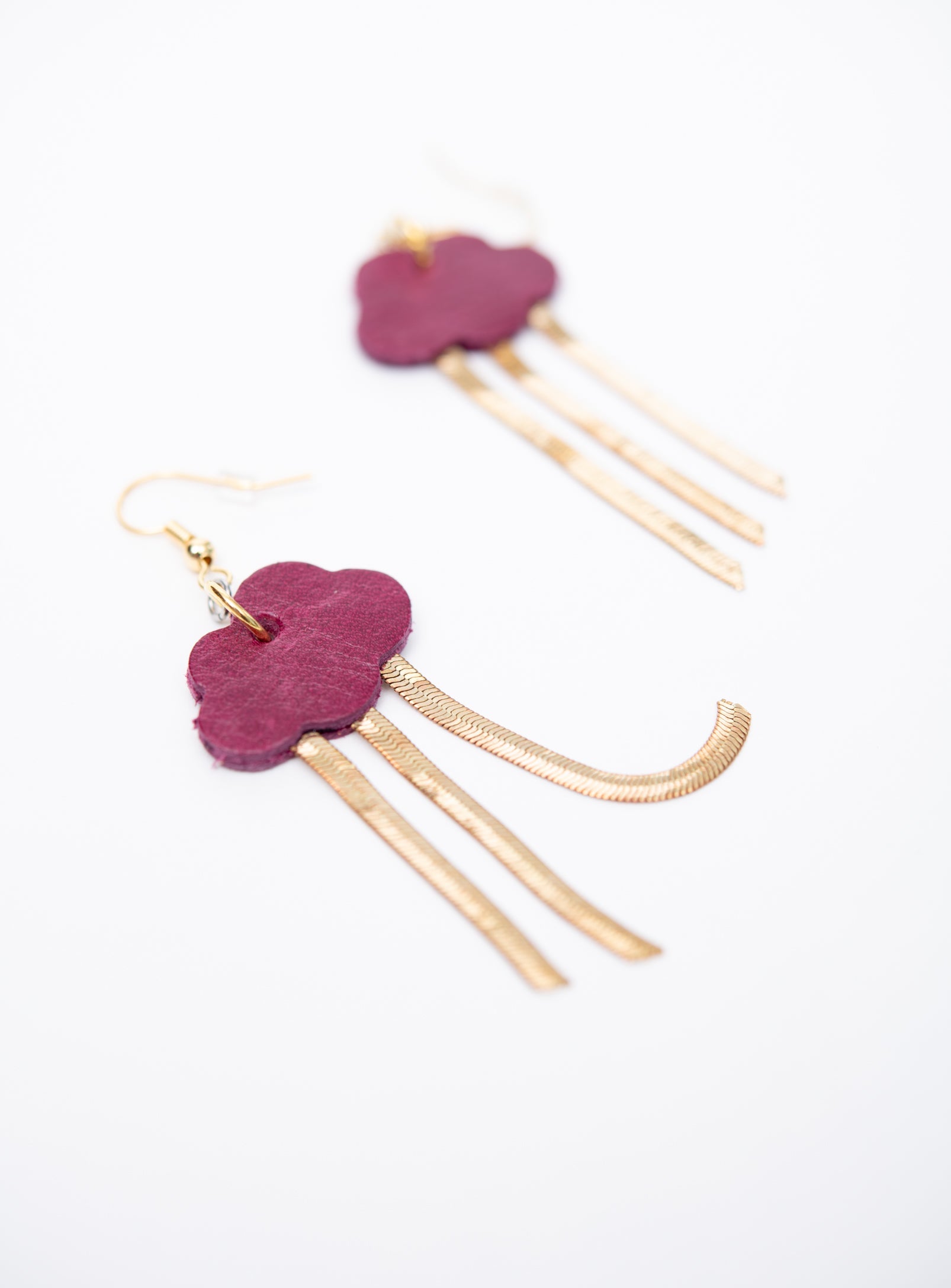 Boucles d'oreilles en cuir et laiton modèle NUAGE