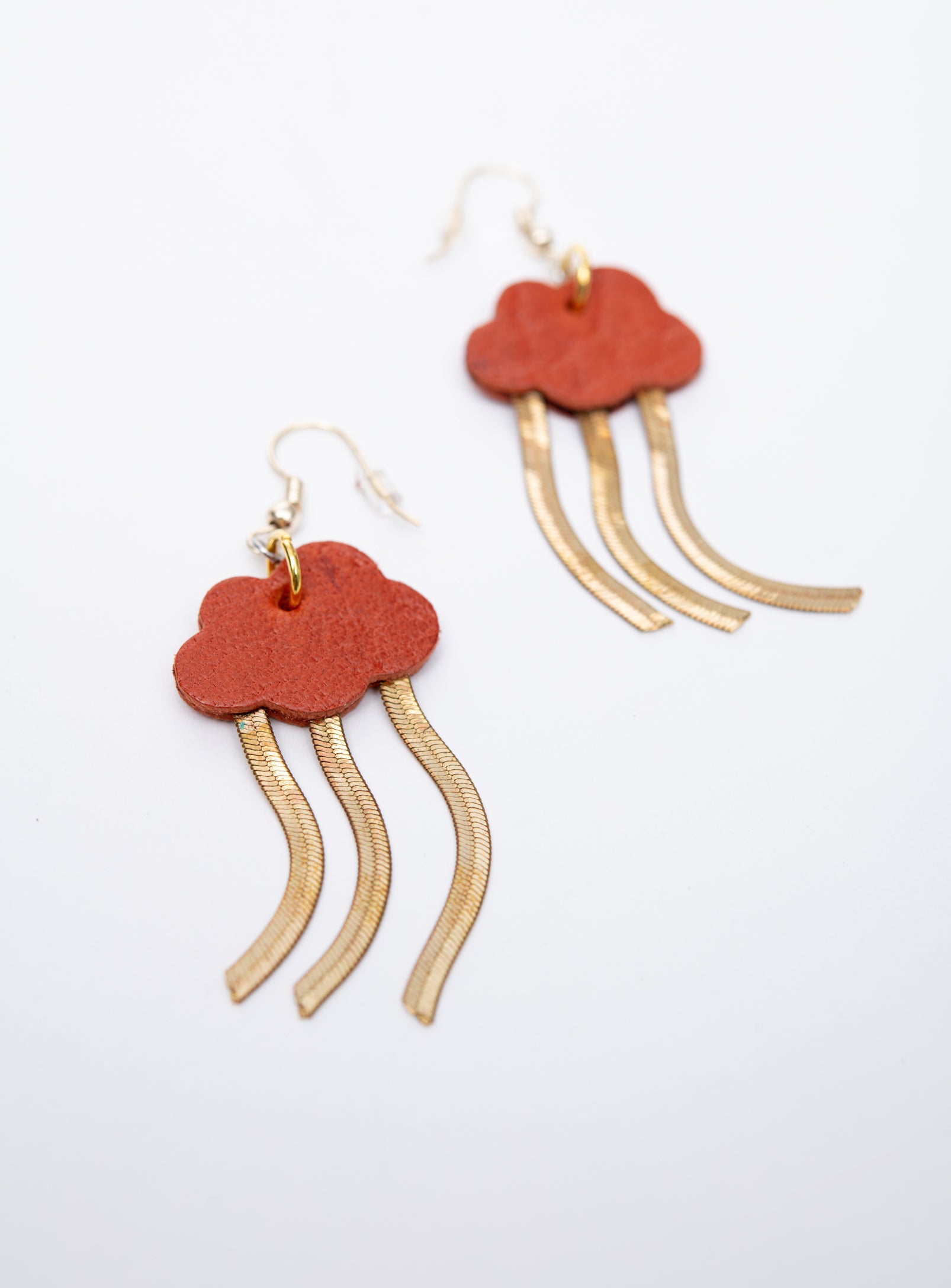 Boucles d'oreilles en cuir et laiton modèle NUAGE