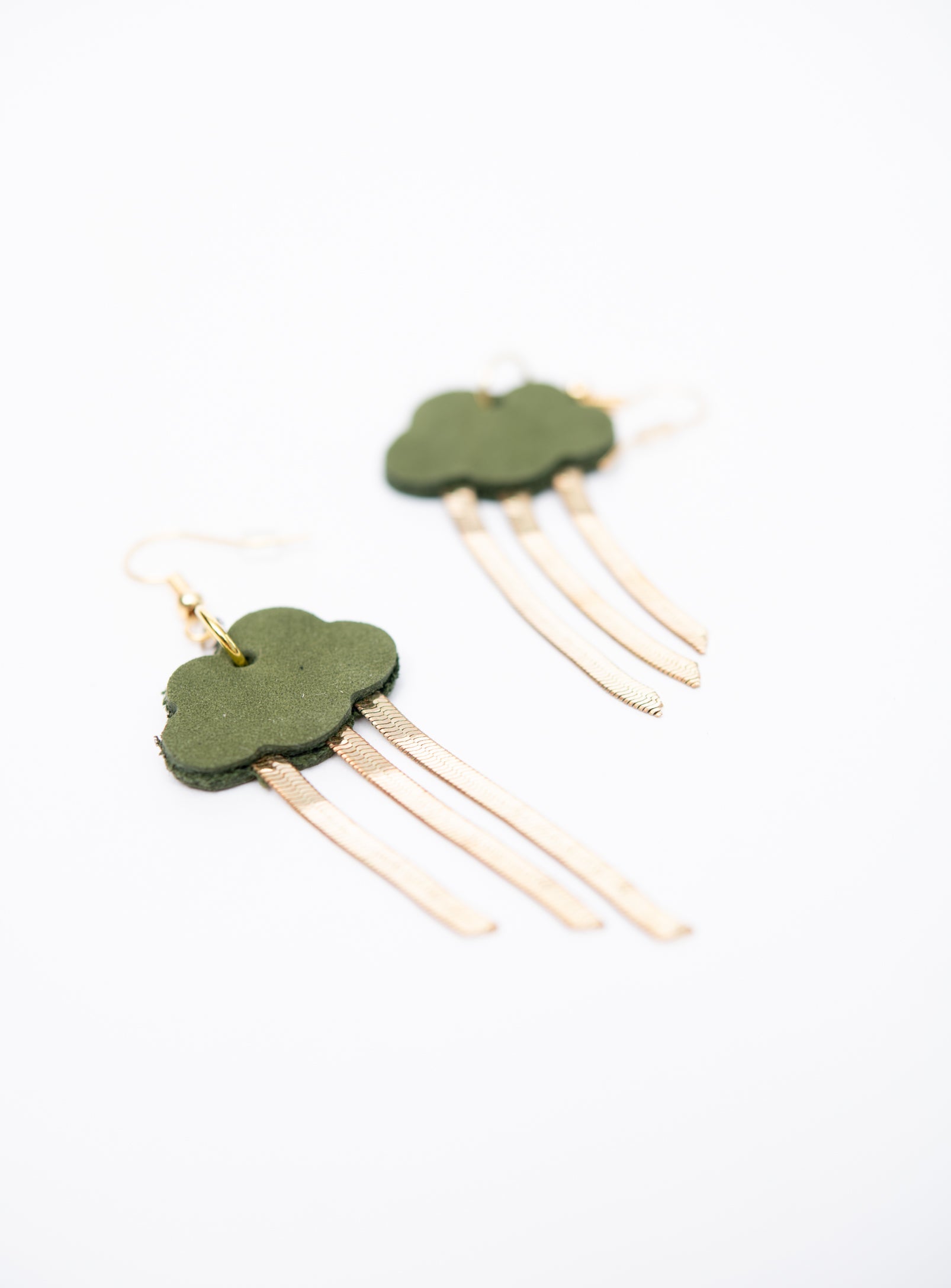 Boucles d'oreilles en cuir et laiton modèle NUAGE