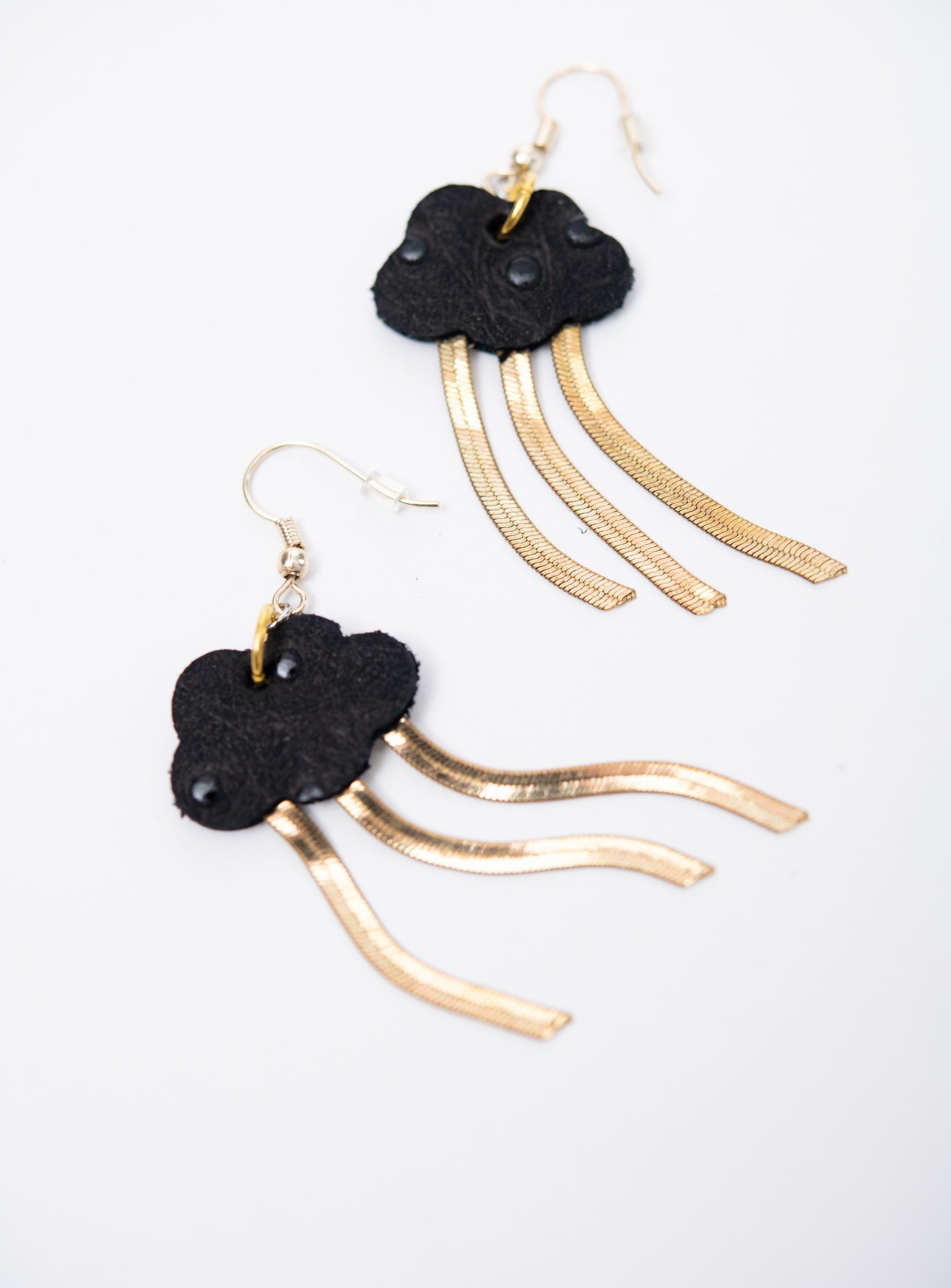 Boucles d'oreilles en cuir et laiton modèle NUAGE