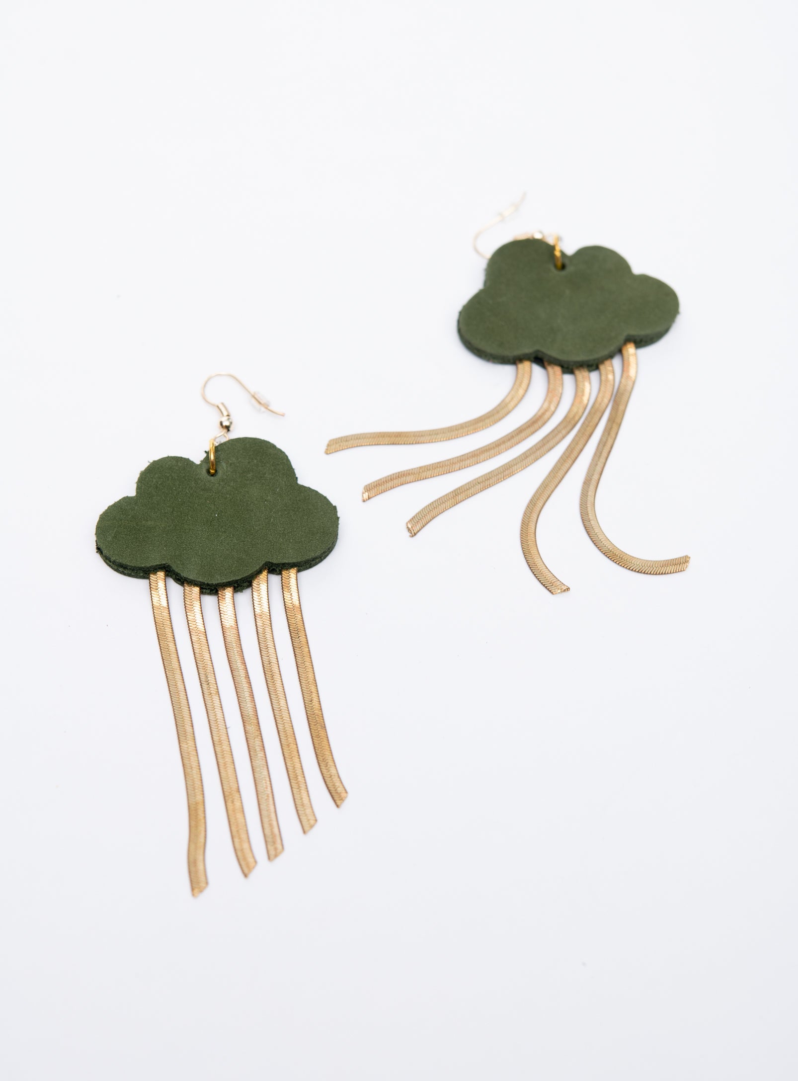 Boucles d'oreilles en cuir et laiton modèle NUAGE