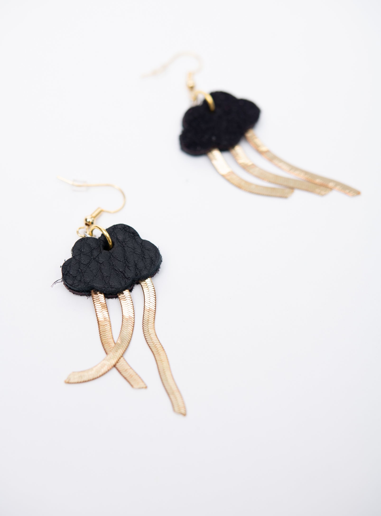 Boucles d'oreilles en cuir et laiton modèle NUAGE