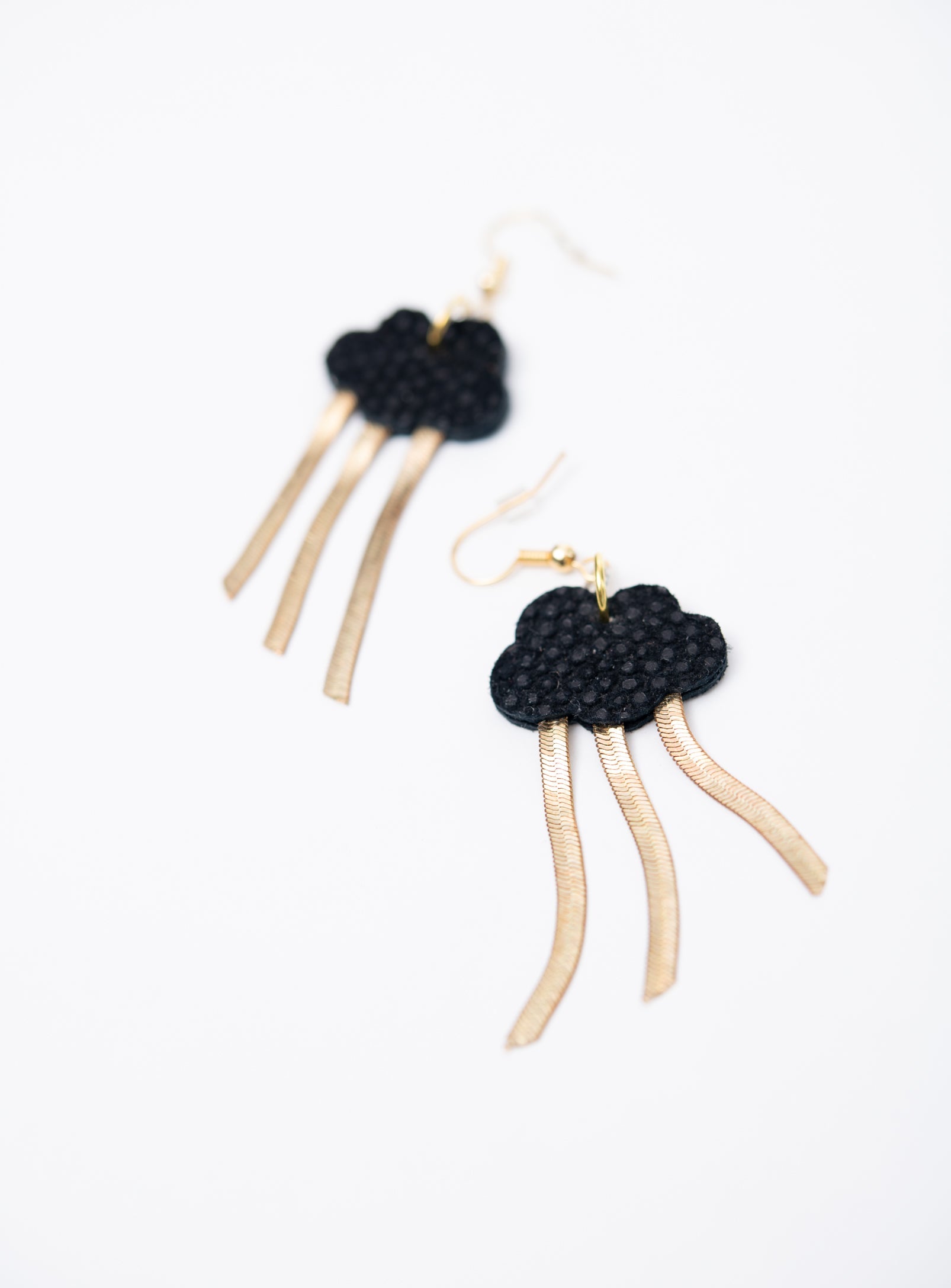 Boucles d'oreilles en cuir et laiton modèle NUAGE