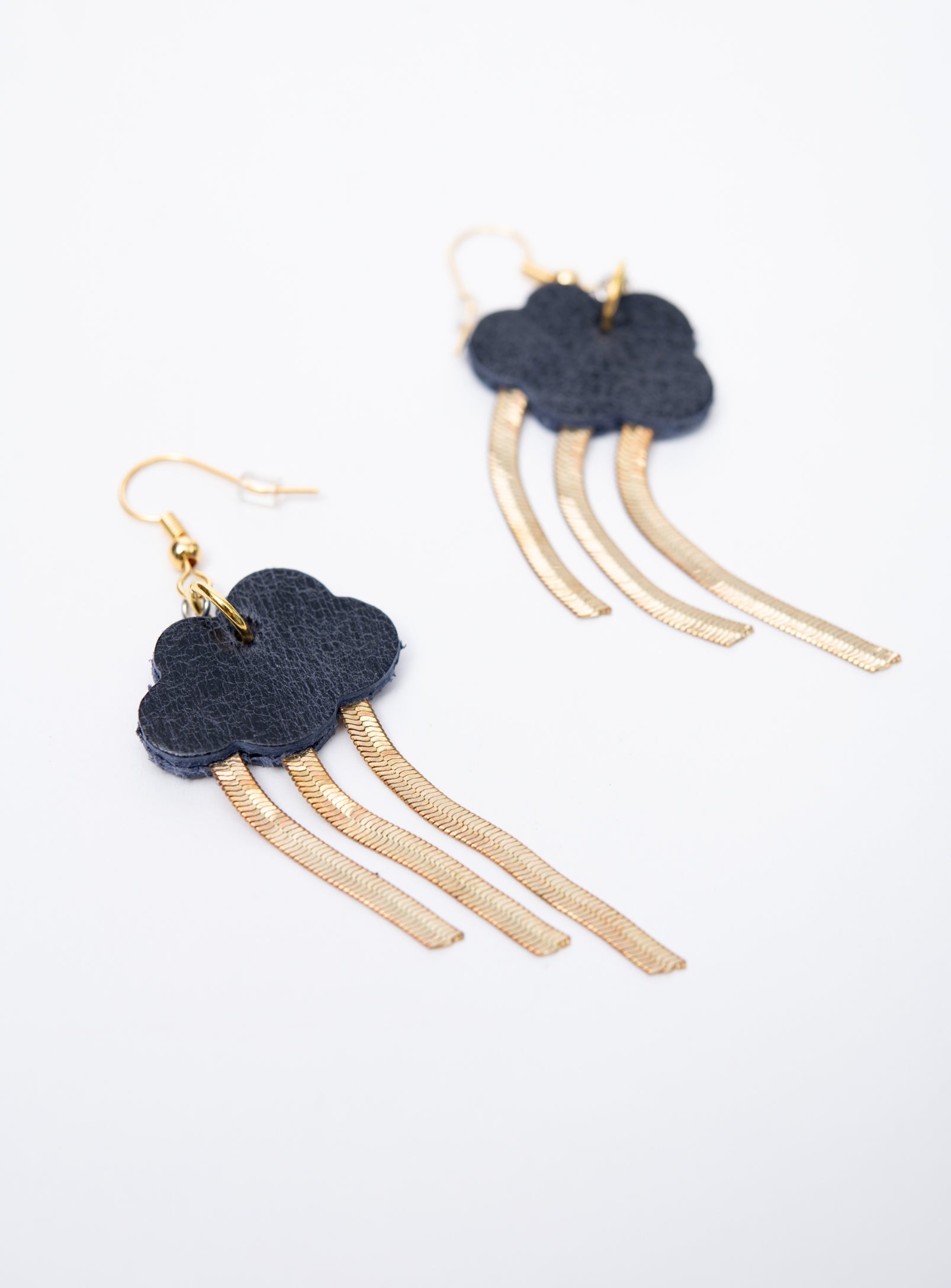 Boucles d'oreilles en cuir et laiton modèle NUAGE