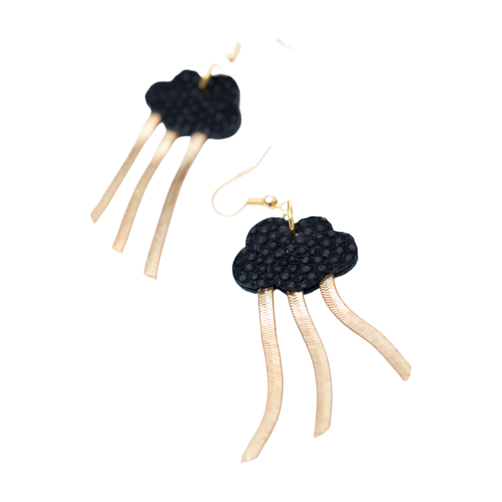 Boucles d'oreilles en cuir et laiton modèle NUAGE