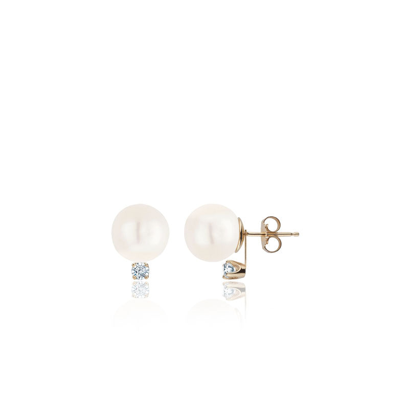 Boucles D'Oreilles Perles d'eau douce et diamants