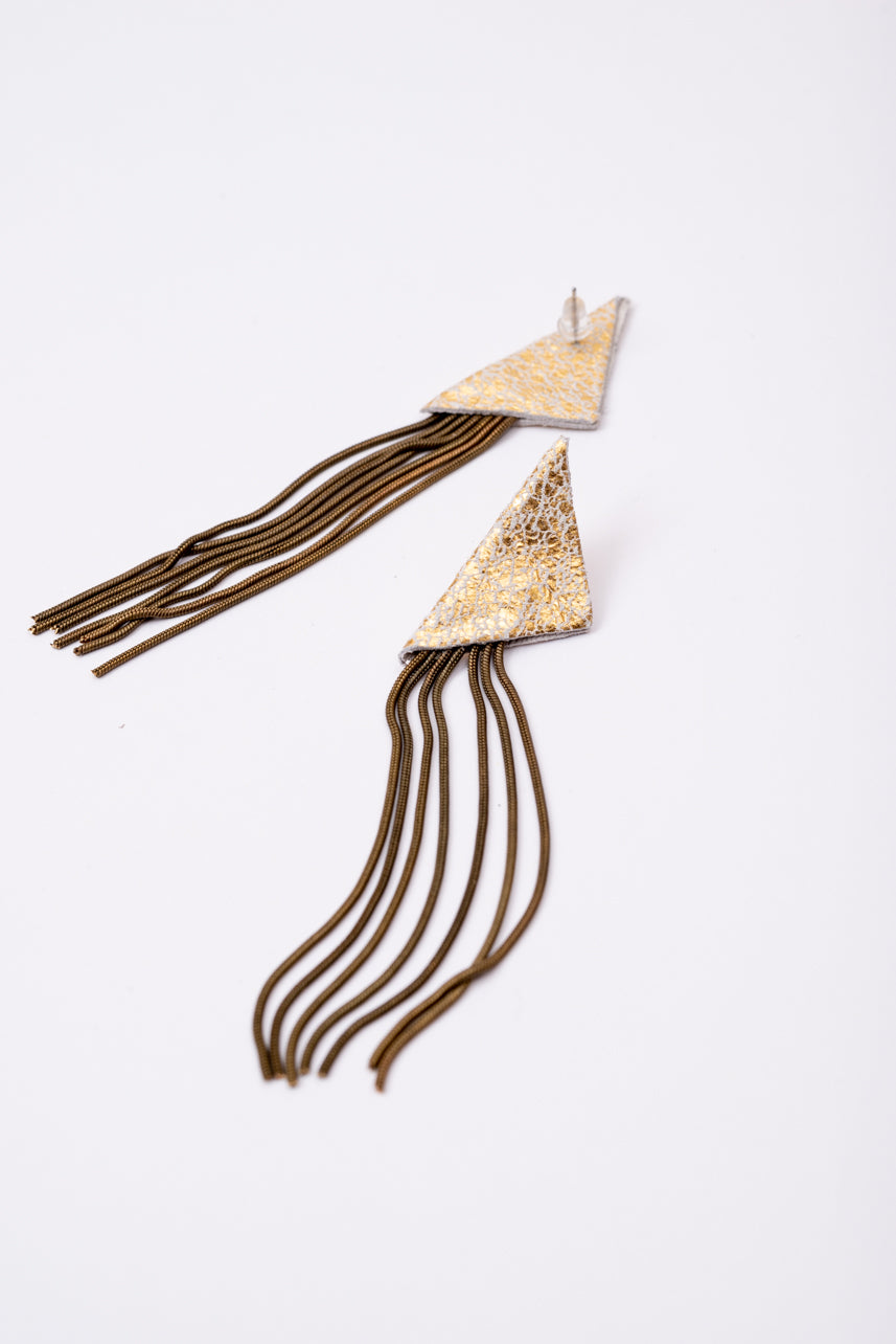 Boucles d'oreilles triangle en cuir modèle KANDINSKY