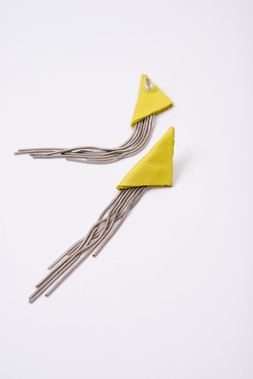 Boucles d'oreilles triangle en cuir modèle KANDINSKY