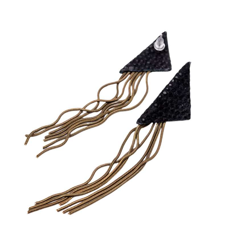 Boucles d'oreilles triangle en cuir modèle KANDINSKY