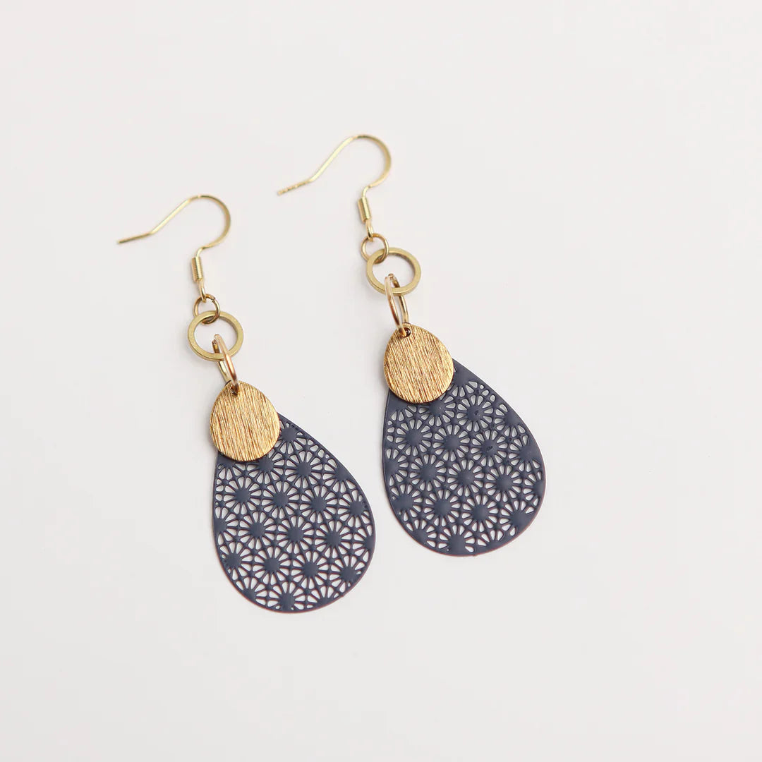 Boucles gouttes filigranes bleues