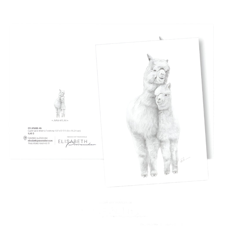 Carte de souhaits - Jules et Léo (Alpagas)