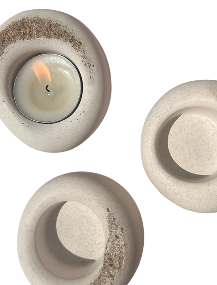 Set of 3 pebble candlesticks