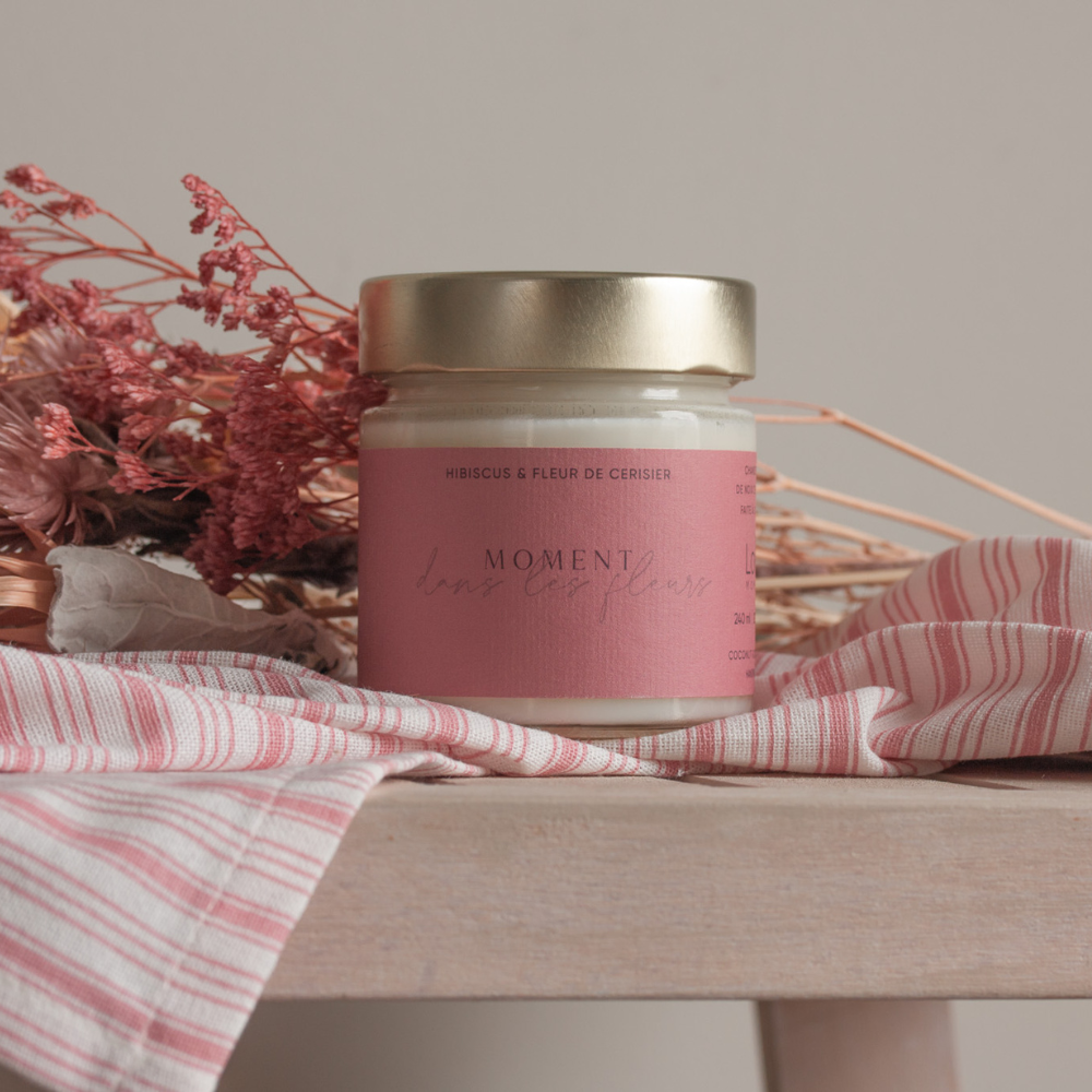 Chandelle Moment dans les fleurs - Hibiscus & fleur de cerisier